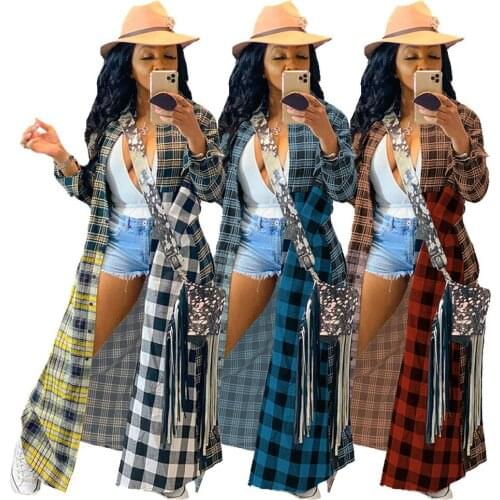 Sexy Plaid Jackets for Women Plus Size Fashion Fall Long Sleeve Outwear Clothing Elegant Streetwear Oversized Top Blouse Coats
