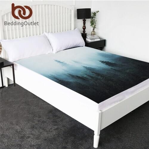 BeddingOutlet Forest Bedding Sheet Coniferous Tree Fitted Sheet Queen Nature Mattress Cover Sheet Microfiber Bedlinen Dropship