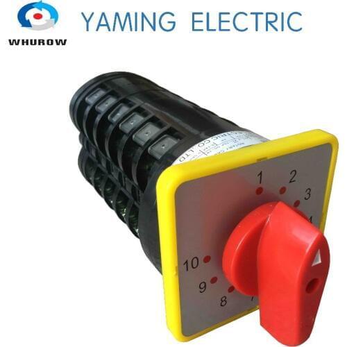 10 position rotary switch 6 pole 16a changeover switch square plate cam knob switch Free shipping