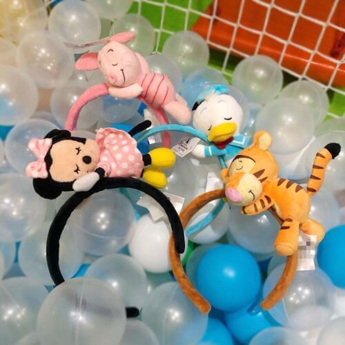 Disney Mickey Minnie Hairband Play Game Women Party Headdress Ears Sequin Hair-Bands Princess Head Hoop Plush Toy Kid Gift