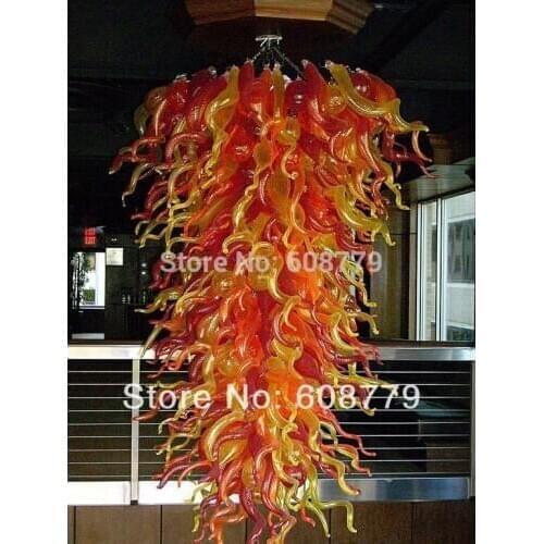 Luxury European Hotel Hand Blown Glass Rectangular Chandeliers