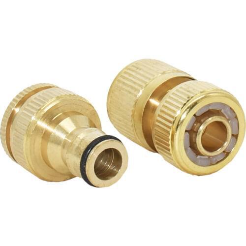 Garden Brass Hose Quick Connector 1/2 Copper Connector Garden Hose Female Thread 1/2 3/4 Water Gun Fitting 1set