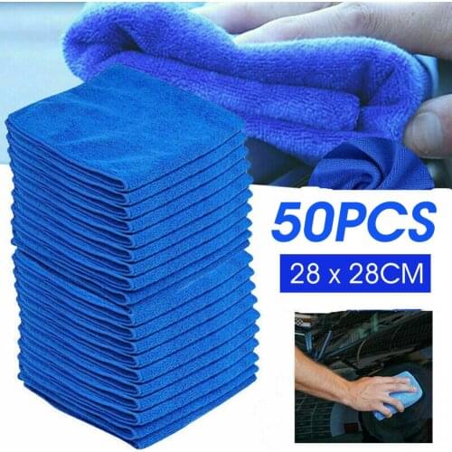 50pcs Microfibre Cleaning Auto Soft Cloth Washing Cloth Towel Duster 28*28cm Car Home Cleaning Micro Fiber Towels