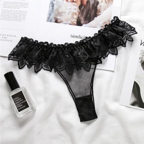 Sexy Ladies Underwear Women 's Panties Thong Low Waist Stretch Transparent Temptation Bow Lace Cotton 232