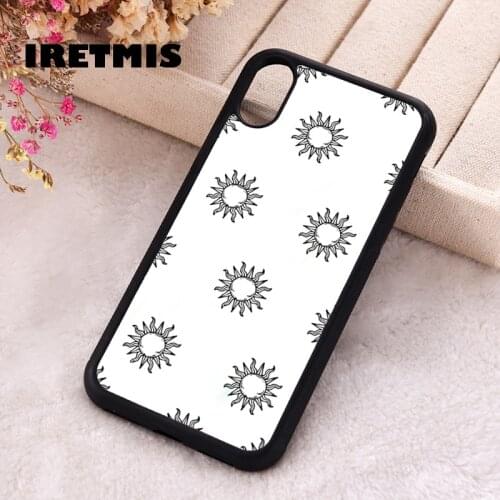 Iretmis 5 5S SE 2020 Phone Cover Case for iPhone 6 6S 7 8 Plus X Xs XR 11 12 Mini Pro Max Rubber Silicone White Sun Pattern