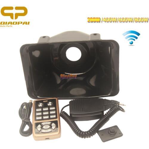 Universal Wireless Remote Control Alarm Horn 100W 200W 400W 600W 800W Police Siren Mic System Adapter Car Speaker Megaphone AUTO