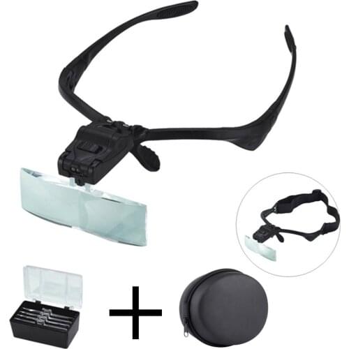 1.0/1.5/2.0/2.5/3.5X Magnifier Headband Magnifying Glasses Eye Repair Magnifier 2 LED Light Glasses Loupe Optical Lens