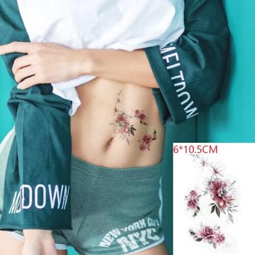 Waterproof Temporary Tattoo Sticker Small Pink Rose Flower Body Art Flash Tattoo Fake Tattoo for Women Men