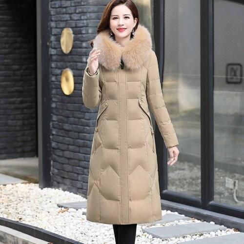 Plus Size X-long Winter Jacket Women 2021 Hooded Solid Casual Down Cotton Coat With Fur Collar Solid Thick Overcoat Female Parka
