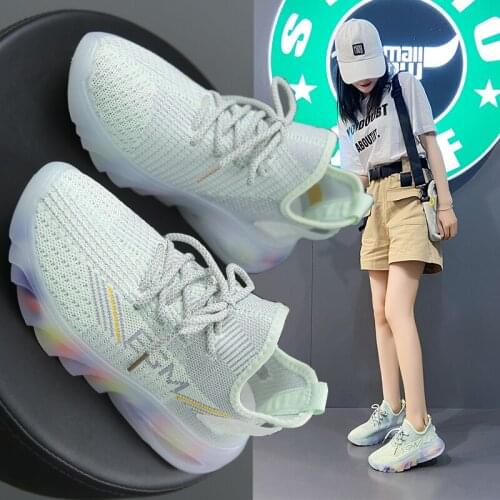 Sneakers Womens Shoes New 2021 New Running Shoes Summer Thin Casual Thick Soles Breathable Fly Netting Upper Womens Shoes