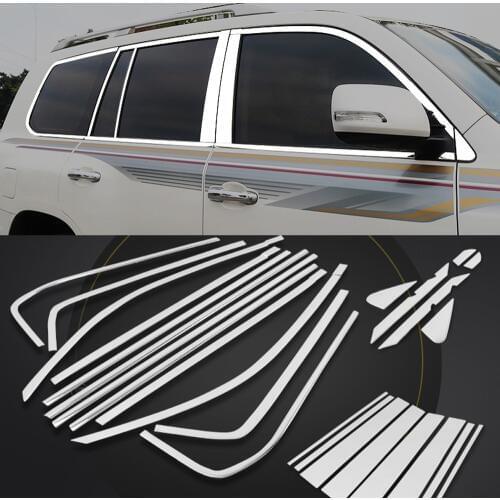 2008-2020 Stainless Car Decoration Window Protector Trims For Toyota Land Cruiser 200 Accessories