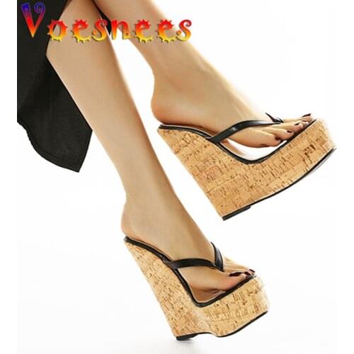 2021 Roman Summer Wood Grain Wedges Slides Sexy Nightclub Sandal Slippers Peep ToeS Flip Flops Women Shoes Fashion High Heels