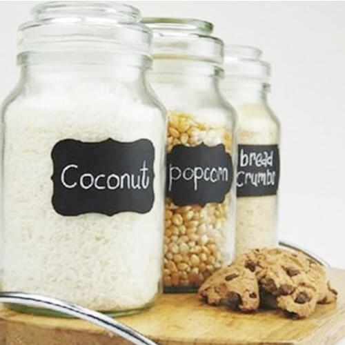 48Pcs Spice Jar Bottle Sticker Waterproof Erasable Chalkboard Marker Sticker Kitchen Spice Storage Bottle Label Sticker