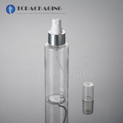 50PCS*100ML Spray Pump Bottle Clear Plastic Perfume Packing Empty Cosmetic Container Refillable Anodized Aluminum Mist Atomizer