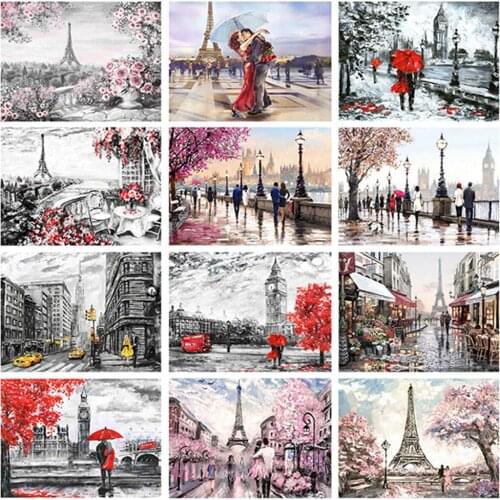 12 patterns Diamond Landscape Paris Tower Full Round 5D DIY Diamond Painting Diamond Embroidery Home Decor Cross Stitch Mosaic