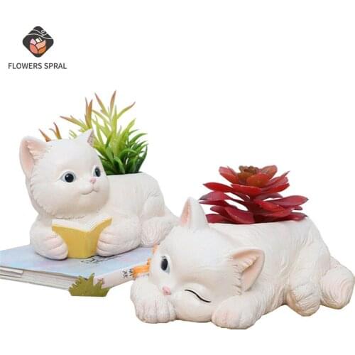 American Simulation Cat Planting Flowerpot Garden Balcony Decoration Succulents Resin Flowerpot Desktop Decoration Creative Gift