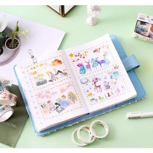 6 pcs/set Christmas Elk Happy Planet Gold Foil Masking Washi Tape Paper DIY Decorative Adhesive Tape Kawaii Stationery Supplies