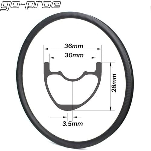Go-proe 29er MTB Carbon Rim 36mm Width 28mm Depth Rims 29 Inch XC AM Hookless Asymmetric High Quality Carbon Fiber Bicycle Wheel