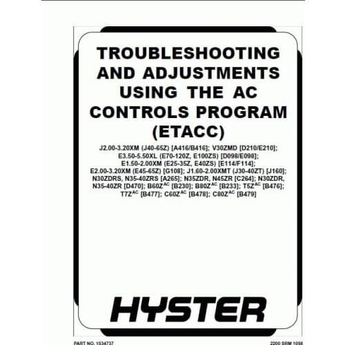 Hyster Electric Motor Narrow Aisle Trucks Repair Manuals [2013] Forklifts Class 2