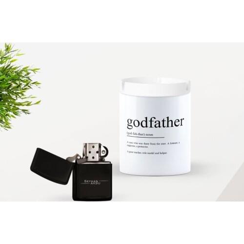 Personalized Father 'S Day Gift Dad Godfather Design Ceramic Ashtray and Gasoline Lighter Seti-1 Special Design Friend