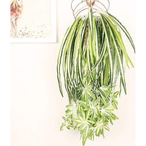 65cm Artificial flowers plants Wall Hanging Chlorophytum potted green plants PVC Fake Simulation flower living room decor