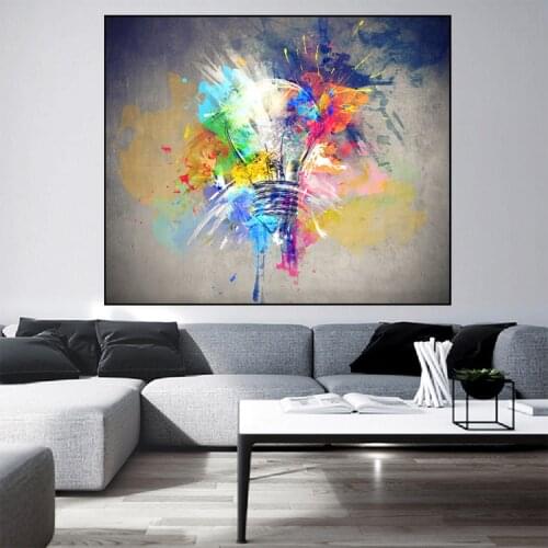 Canvas Painting Abstract Light Bulb Colorful Posters and Prints on The Wall Art Decorative Picture for Living Room Home Decor