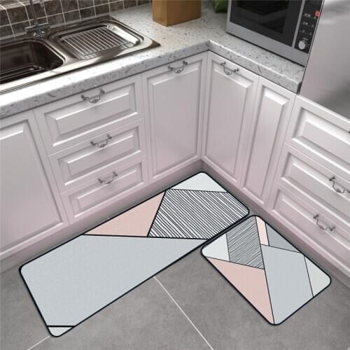 Northern Europe Brief Geometry Line Grey Pink Printing Rugs Carpets For Kitchen Non-slip Door Mat Bedroom Bedside Dropship