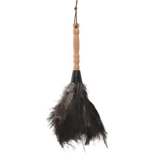 HOT Anti-Static Ostrich Feather Fur Brush Duster Dust Cleaning Tool Wooden Handle