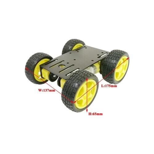 Mini 4WD Intelligent Robot Trolley Chassis Metal Panel Plastic Wheel