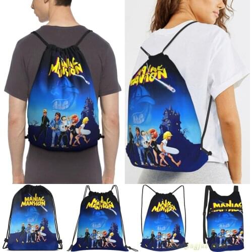 Day Of The Tentacle Maniac Mansion (High Contrast) Men Outdoor Travel Gym Bag Waterproof Drawstring Backpack Women Fitness Bags