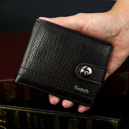 Mens PU Leather Wallet Short Wallet Mini Wallet Fashion Business Casual Large Capacity Wallet
