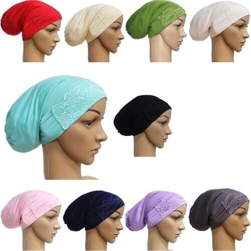 Soft Modal Inner Hijab Caps Muslim Stretch Turban Cap Islamic Underscarf Bonnet Hat Female Headband Turbante Mujer
