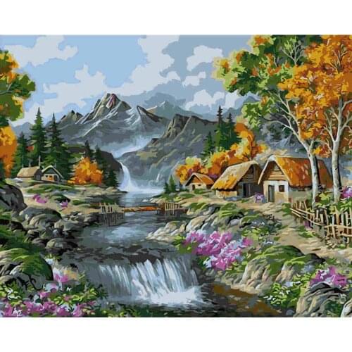Diy Acrylic Brush Canvas Moderne Wall Art Decors Childerd Gift Painting By Number Handpainted Color By Number 40X50Cm Landscape