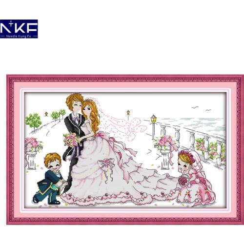 NKF Happy Everyday Wedding Cross Stitching Needlework Chinese Cross Stitch Kit for Embroidery Home Decoration Cross-stitch Set