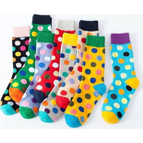 Unisex Socks Colorful Polka Dot Socks For Women Men Cute Fun Crazy Novelty Ladybug Pattern Funky Cotton Dress Casual Crew Sock