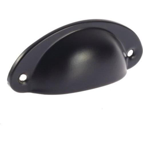 New Shell-shaped black Vintage Zinc Alloy Door Cabinet Drawer Box Bin Furniture Handles Cup Pull Knob Light weight