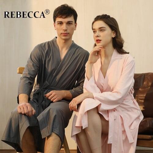 2021 New Mens Summer Fat Plus Size Waffle Bath Robes Womens Thin Style Cotton Absorbent Bathrobes for Home Hotel SPA Wear