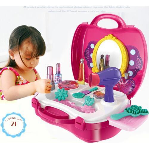 Baby Adorable Princess Play House Toy Childhood Simulation Make-Up Accessories Suitcase Set Dressing Table Pretend Relaxing Toys