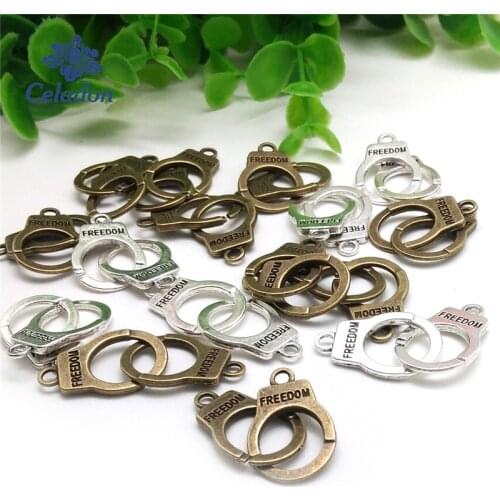 Wholesale Newest Zinc Alloy Handcuffs Charm Clasp For DIY Jewelry Making Findings Necklace Bracelet Accessories 2 Colors 10pairs