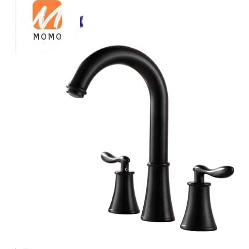Wholesale modern brass black painted bathroom faucet 3pcs set three hole basin faucet mixer BF0401