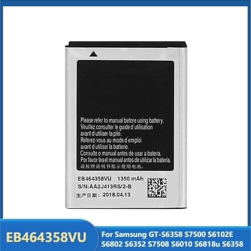 Original Replacement Phone Battery EB464358VU For Samsung GT-S6358 S7500 S6102E S6802 S6352 S7508 S6010 S6818u S6358 1300mAh