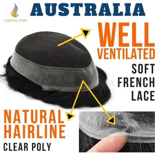 TOUPEE Mens Toupee French Lace Remy Virgin Hair System Replacement Poly Hairpiece Wig Australia