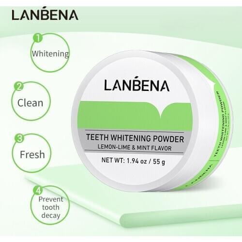 LANBENA Teeth Whitening Powder Tangy Lemon Lime Hygiene Dental Tooth Cleaning Safe Protect Bright Teeth Oral Care Remove Tartar
