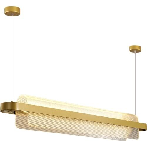 Postmodern minimalist chandelier creative office hotel exhibition restaurant bar long strip lamp