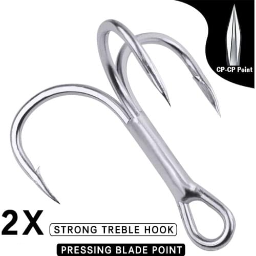 PROBEROS 50pcs/lot Saltwater Fishing Hooks Treble Hooks 2#-4#-6#-8#-10#-12#-14# High-Carbon Steel Fishhooks High Strength Hooks