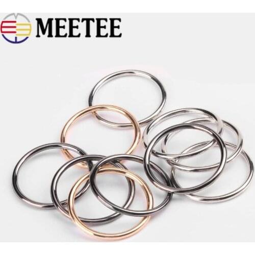 10pcs Meetee 10-60mm Alloy O-ring Buckles Metal Circle Buttons for Windbreaker Jacket Garment Bags Sewing Accessories