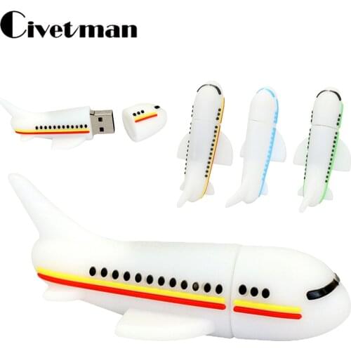 Silicone USB 2.0 Flash Drive 128GB Plane Model Pen Drive Aircraft Airplane Thumbdrive 8GB 16GB 32GB 64GB Pendrive Memoria Disk