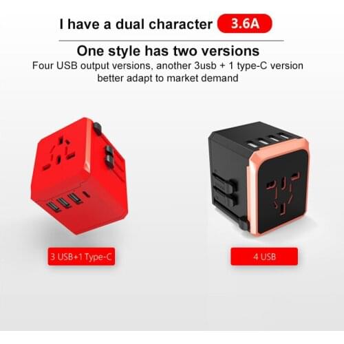 Universal Travel Plug, Universal Plug, Multi-function 3U+ Type-cPD Universal Charger Converter EU UK US AU Option USB