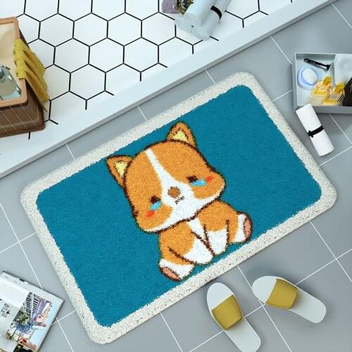 Bathroom Door Entrance Mat Anti-slip Door Mat Cartoon Dog Bath Rug Bathroom Non-Slip Mat Toilet Mat Entrance Door Absorbent Mat