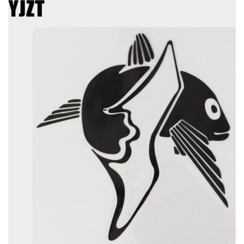 YJZT 13.6CM×14.5CM Personality Marine animal Vinyl Big Tail Fish Decal Car Stickers 13D-1262